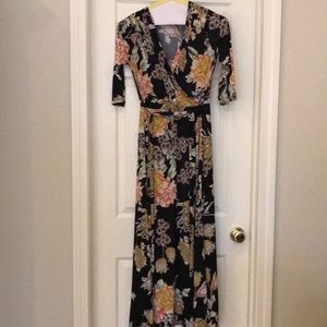 Botanical Print Wrap Maxi Dress